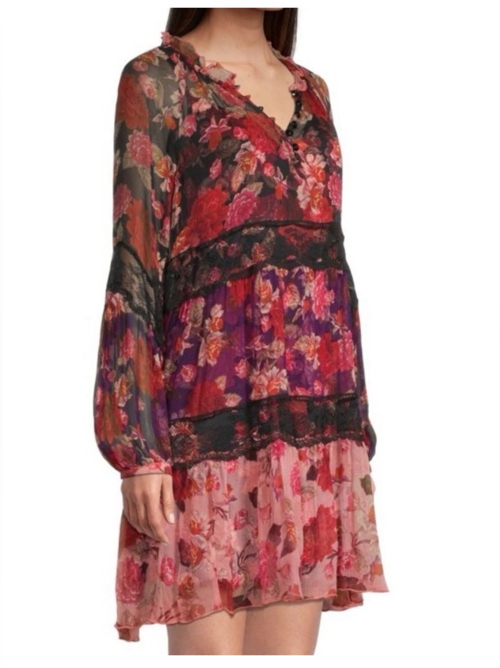 NWT Johnny Was Natasha Floral Silk Mini Dress